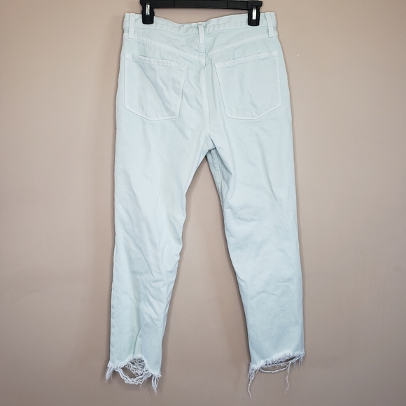 J Brand Wynne mint green distressed high rise straight jeans 27 - Picture 3 of 6